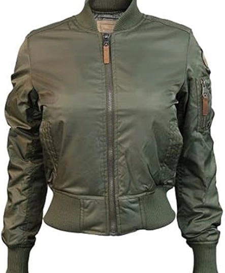 Classic Olive Bomber Jacket - Image 3